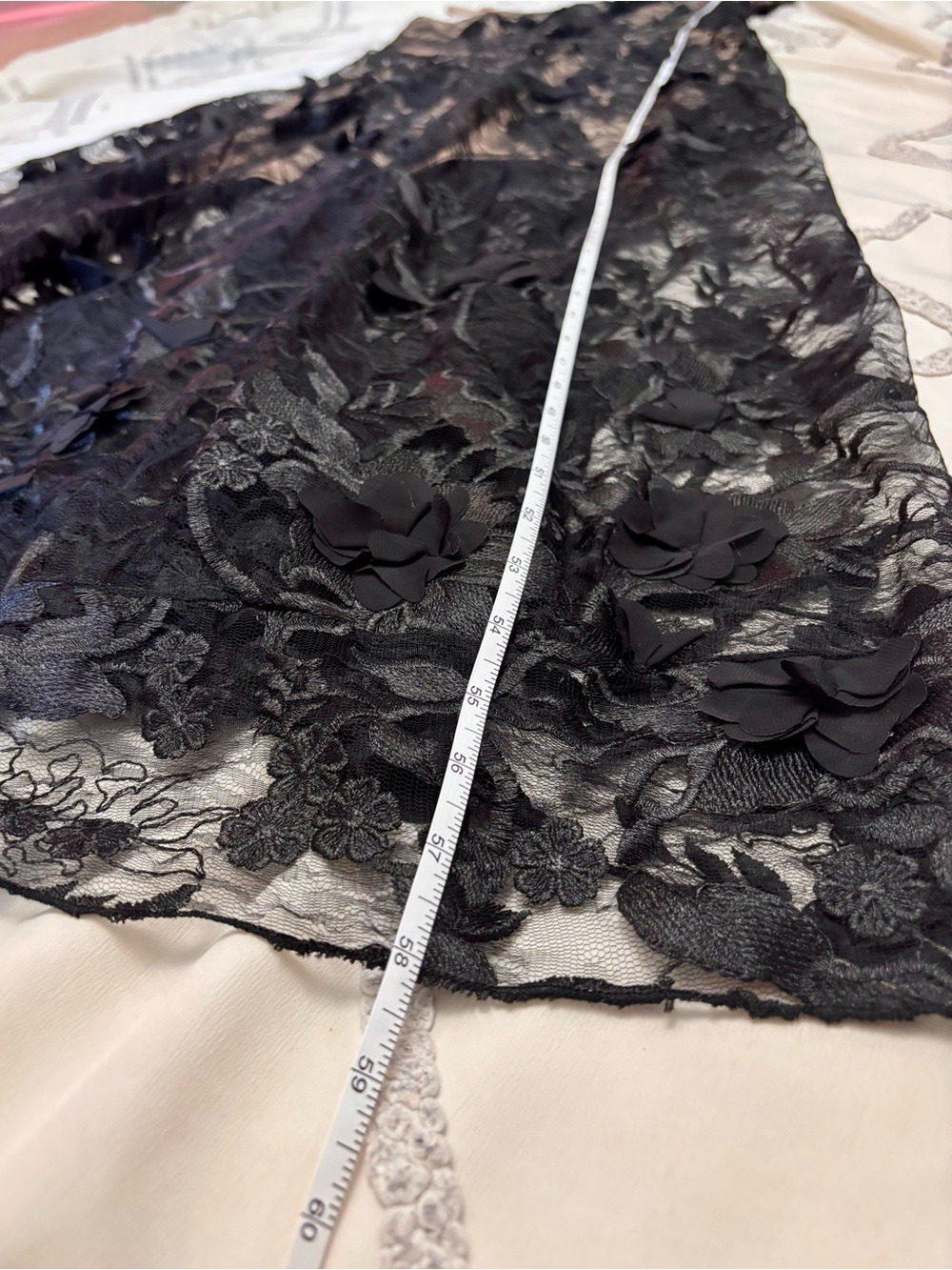 Dress The Population Black Nude 3D Floral Lace Maxi Dress Size L NWT - Picture 10 of 12